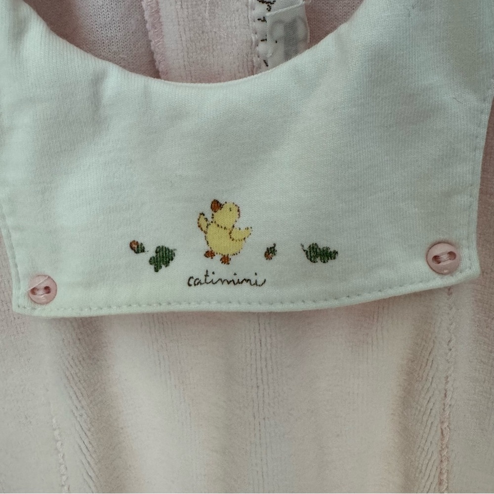 CATIMINI Paris Vintage Baby Girl Velour Romper Sleeper One Piece Pink - Picture 7 of 16